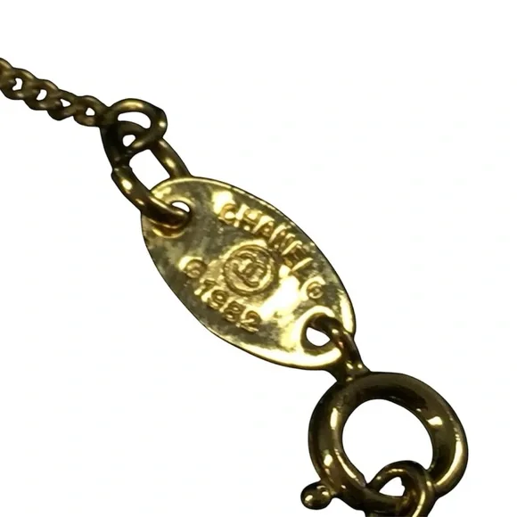 Chanel Necklace Coco Mark Rhinestone Plated Gold - Picture 5 of 7